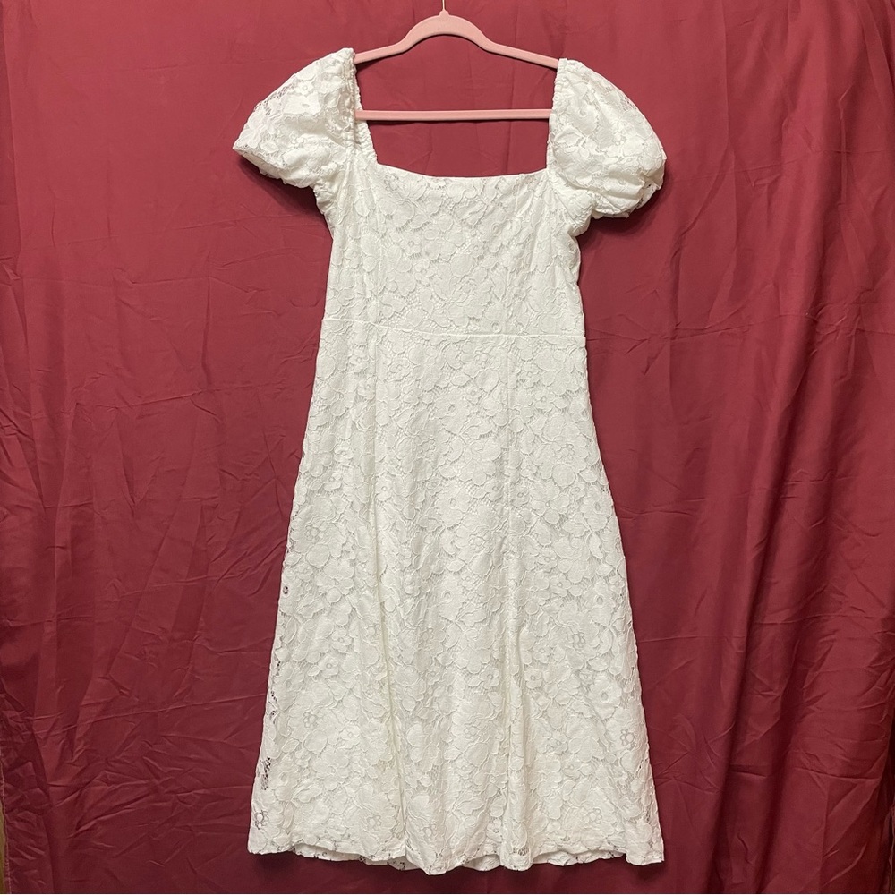Francesca's Mi Ami Cream White Lace Midi Romantic Peasant Boho Festival Dress M